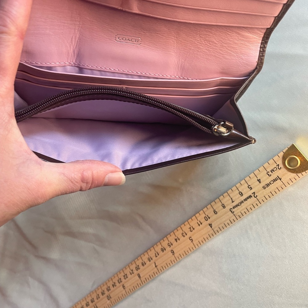 Coach tan canvas with pink leather interior